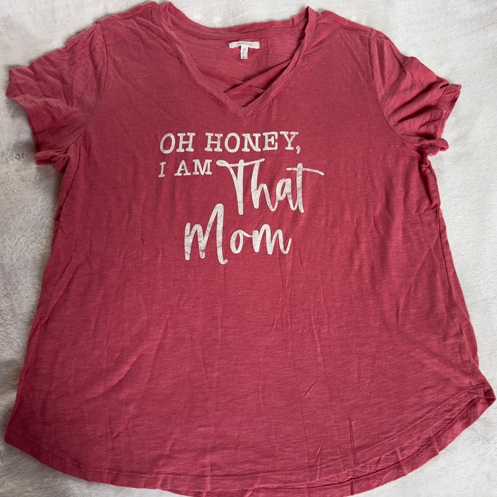 Maurices Raspberry Tee with Crisscross Detail